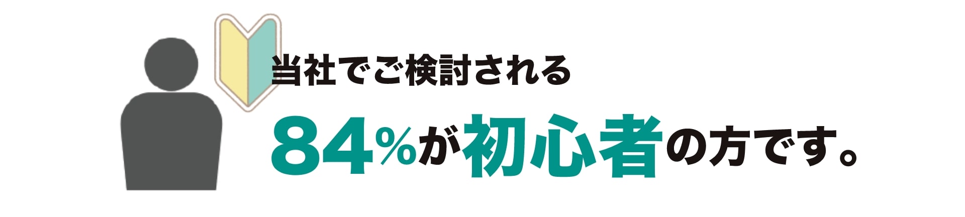 当社でご検討される84%が初心者の方です